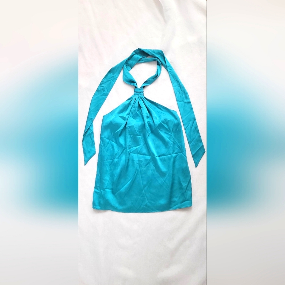 NWOT! Summer Resort Club Formal Tank Blouse Satin Women's Halter High-Neck Top 0